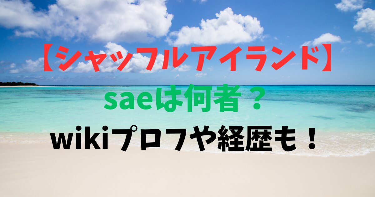 【シャッフルアイランド】saeは何者？wikiプロフや経歴も！